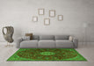 Machine Washable Persian Green Traditional Area Rugs in a Living Room,, wshtr2484grn