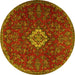 Round Machine Washable Persian Yellow Traditional Rug, wshtr2484yw