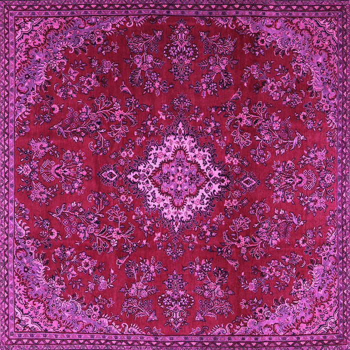 Square Machine Washable Persian Pink Traditional Rug, wshtr2484pnk