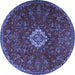 Round Machine Washable Persian Blue Traditional Rug, wshtr2484blu