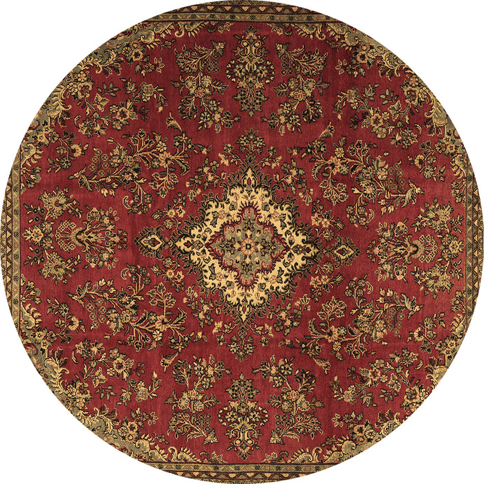 Round Persian Brown Traditional Rug, tr2484brn