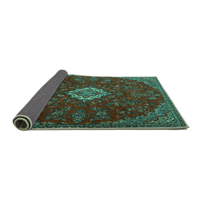 Sideview of Persian Turquoise Traditional Rug, tr2484turq