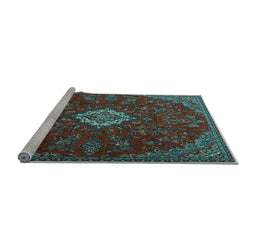 Sideview of Machine Washable Persian Light Blue Traditional Rug, wshtr2484lblu