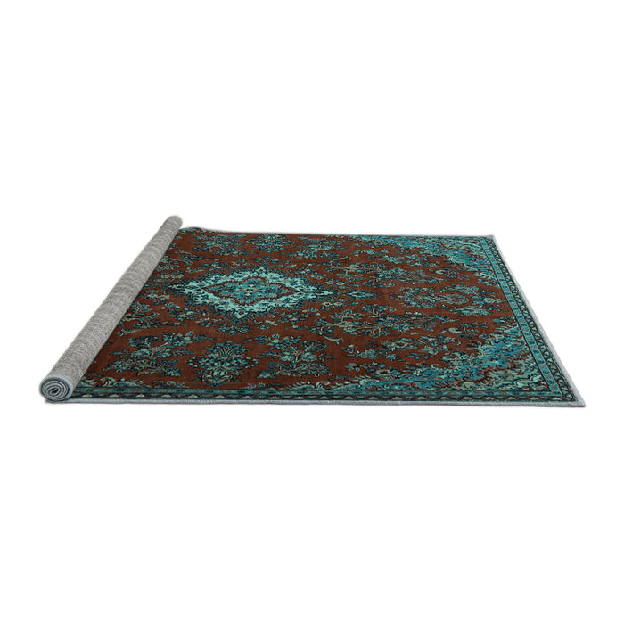 Sideview of Machine Washable Persian Light Blue Traditional Rug, wshtr2484lblu