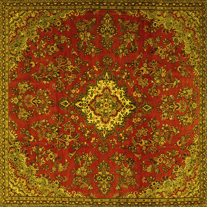 Square Machine Washable Persian Yellow Traditional Rug, wshtr2484yw