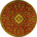 Round Persian Yellow Traditional Rug, tr2484yw
