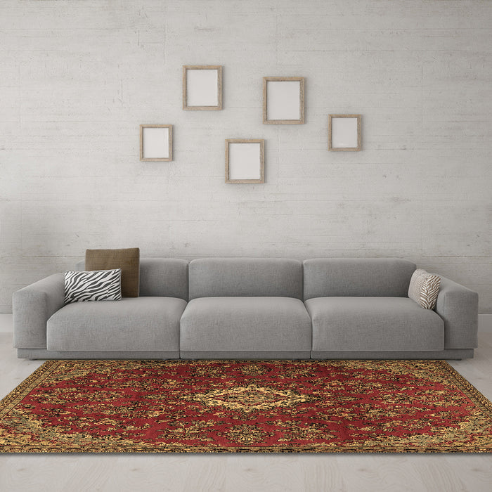 Machine Washable Persian Brown Traditional Rug in a Living Room,, wshtr2484brn