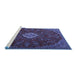 Sideview of Machine Washable Persian Blue Traditional Rug, wshtr2484blu