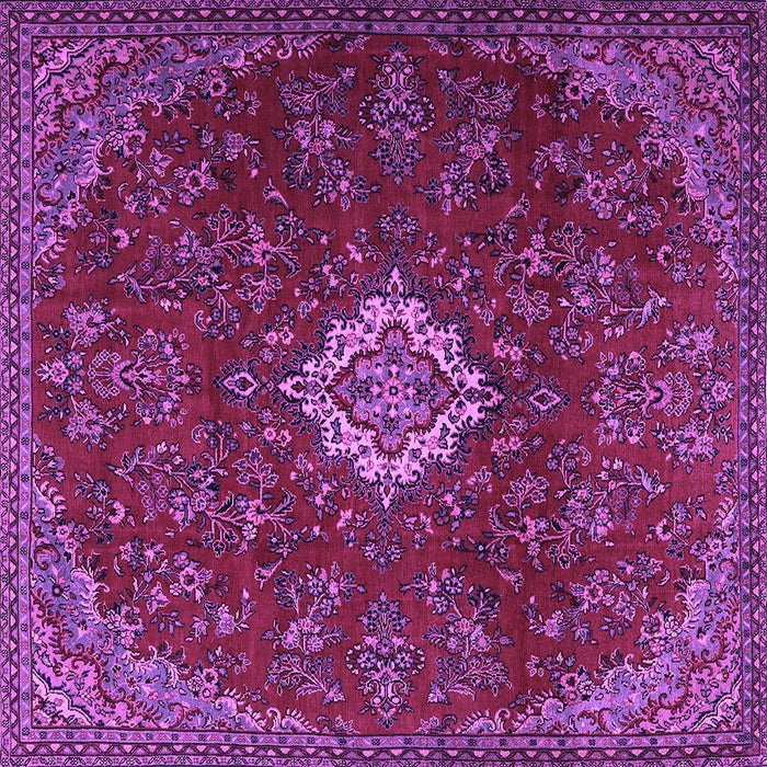 Square Machine Washable Persian Purple Traditional Area Rugs, wshtr2484pur