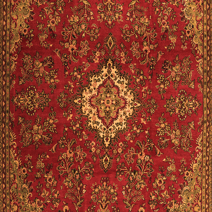 Serging Thickness of Machine Washable Persian Orange Traditional Area Rugs, wshtr2484org