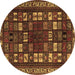 Round Machine Washable Persian Brown Traditional Rug, wshtr2485brn