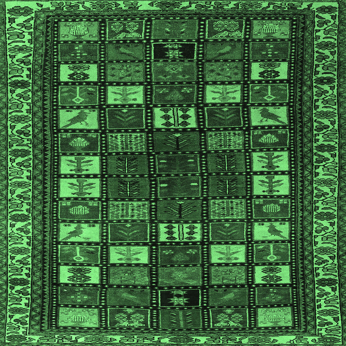 Square Persian Emerald Green Traditional Rug, tr2485emgrn