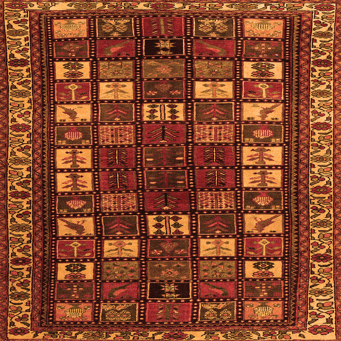 Round Machine Washable Persian Orange Traditional Area Rugs, wshtr2485org