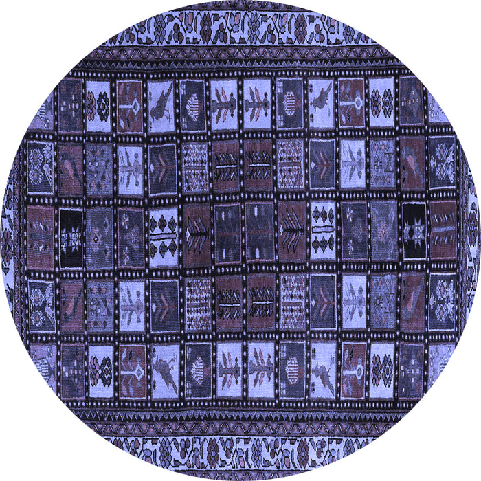 Round Machine Washable Persian Blue Traditional Rug, wshtr2485blu