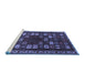 Sideview of Machine Washable Persian Blue Traditional Rug, wshtr2485blu