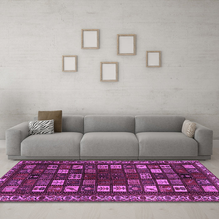Machine Washable Persian Purple Traditional Area Rugs in a Living Room, wshtr2485pur