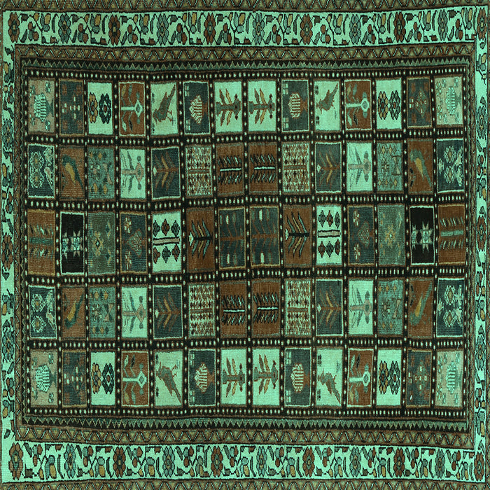 Square Machine Washable Persian Turquoise Traditional Area Rugs, wshtr2485turq