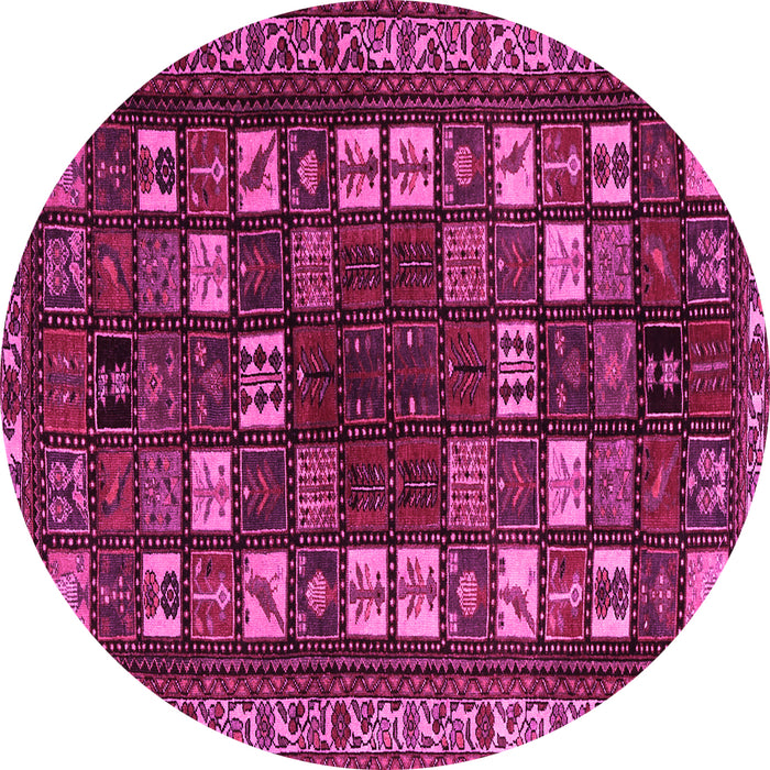 Round Machine Washable Persian Pink Traditional Rug, wshtr2485pnk