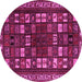 Round Machine Washable Persian Pink Traditional Rug, wshtr2485pnk