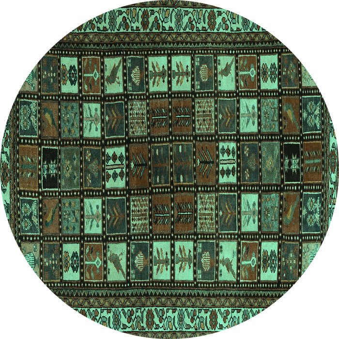 Round Persian Turquoise Traditional Rug, tr2485turq