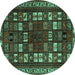 Round Persian Turquoise Traditional Rug, tr2485turq