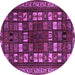 Round Machine Washable Persian Purple Traditional Area Rugs, wshtr2485pur