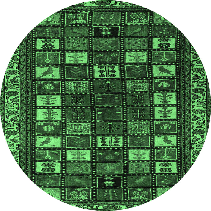 Round Persian Emerald Green Traditional Rug, tr2485emgrn