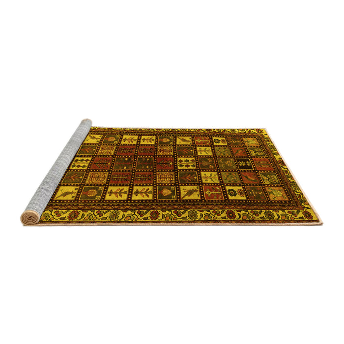 Sideview of Machine Washable Persian Yellow Traditional Rug, wshtr2485yw
