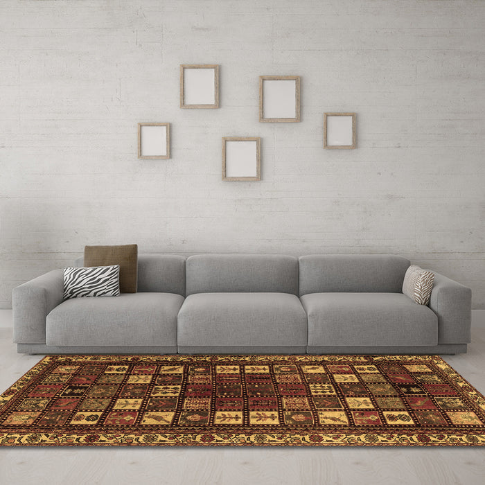 Machine Washable Persian Brown Traditional Rug in a Living Room,, wshtr2485brn