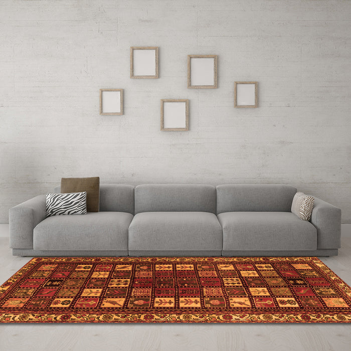 Machine Washable Persian Orange Traditional Area Rugs in a Living Room, wshtr2485org