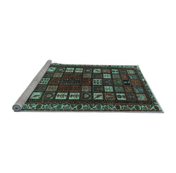 Sideview of Machine Washable Persian Light Blue Traditional Rug, wshtr2485lblu