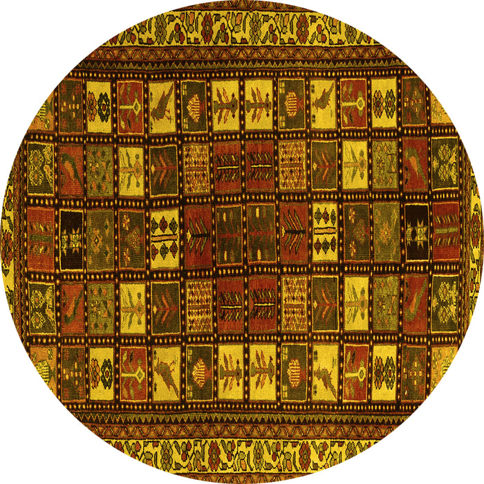 Round Machine Washable Persian Yellow Traditional Rug, wshtr2485yw