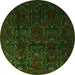 Square Persian Green Traditional Rug, tr2486grn