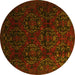 Round Machine Washable Persian Yellow Traditional Rug, wshtr2486yw