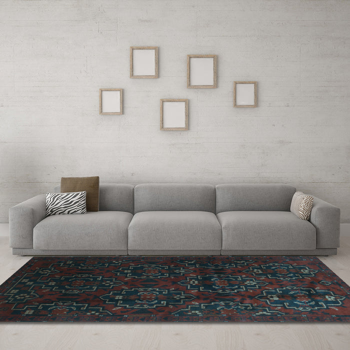 Machine Washable Persian Light Blue Traditional Rug in a Living Room, wshtr2486lblu