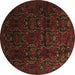 Round Machine Washable Persian Brown Traditional Rug, wshtr2486brn