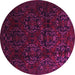 Round Machine Washable Persian Pink Traditional Rug, wshtr2486pnk