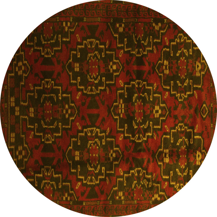 Round Persian Yellow Traditional Rug, tr2486yw