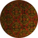 Round Persian Yellow Traditional Rug, tr2486yw
