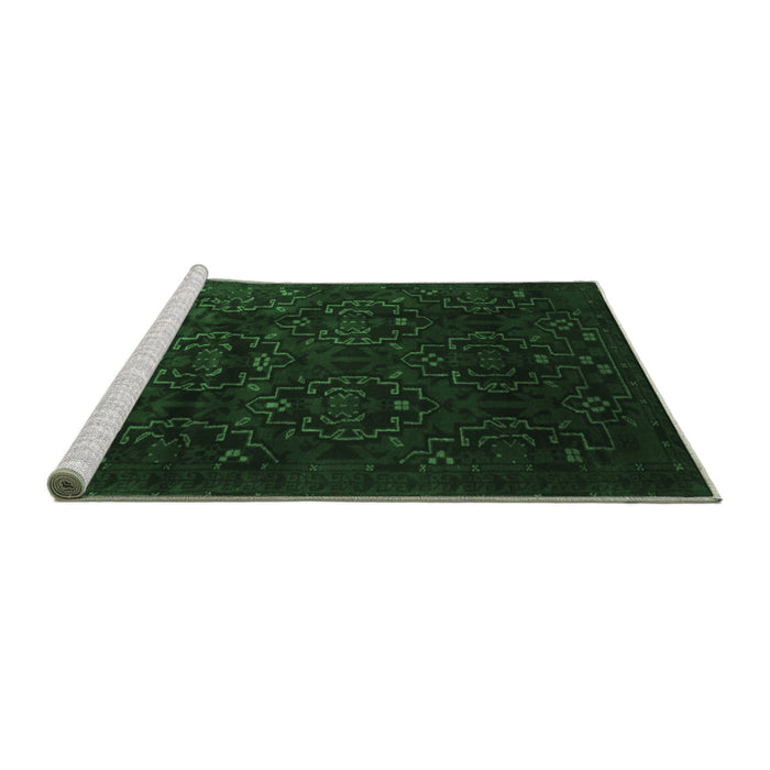 Sideview of Machine Washable Persian Emerald Green Traditional Area Rugs, wshtr2486emgrn
