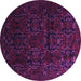 Round Machine Washable Persian Purple Traditional Area Rugs, wshtr2486pur