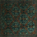 Square Machine Washable Persian Turquoise Traditional Area Rugs, wshtr2486turq