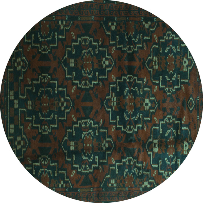 Round Persian Turquoise Traditional Rug, tr2486turq