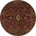 Round Machine Washable Persian Brown Traditional Rug, wshtr2487brn