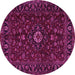 Round Machine Washable Persian Pink Traditional Rug, wshtr2487pnk