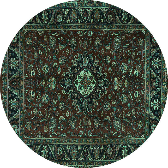 Round Persian Turquoise Traditional Rug, tr2487turq