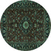 Round Persian Turquoise Traditional Rug, tr2487turq
