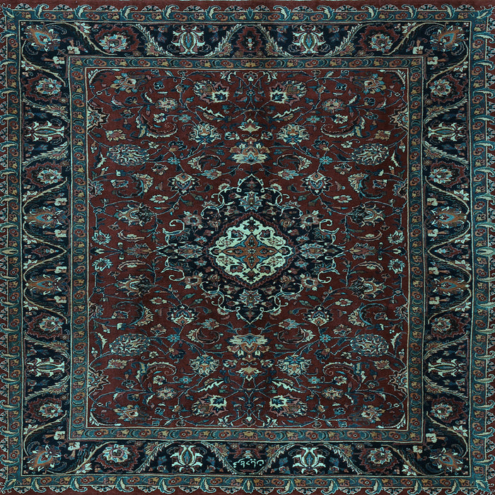 Square Machine Washable Persian Light Blue Traditional Rug, wshtr2487lblu