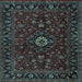 Square Machine Washable Persian Light Blue Traditional Rug, wshtr2487lblu