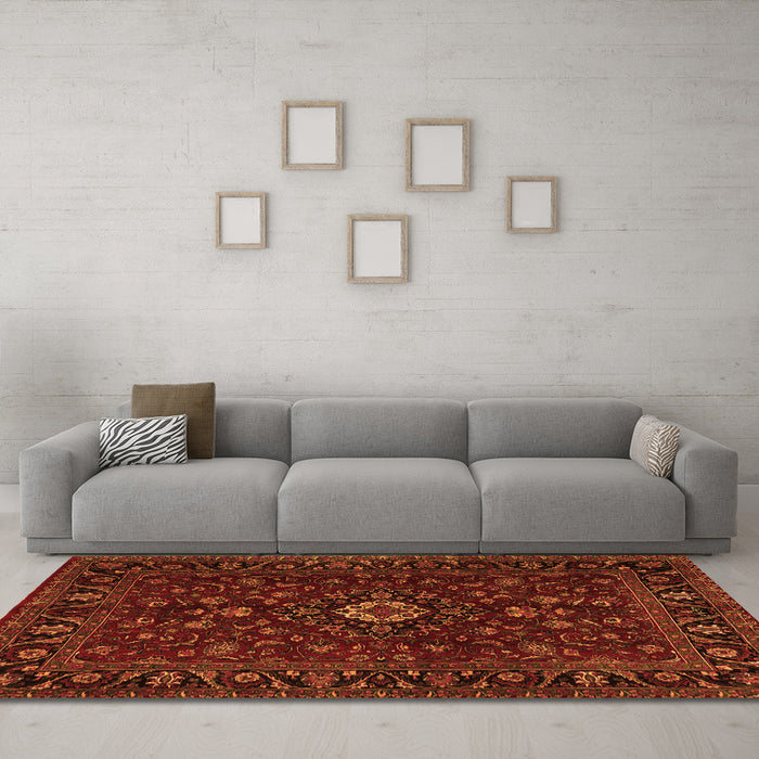 Machine Washable Persian Orange Traditional Area Rugs in a Living Room, wshtr2487org